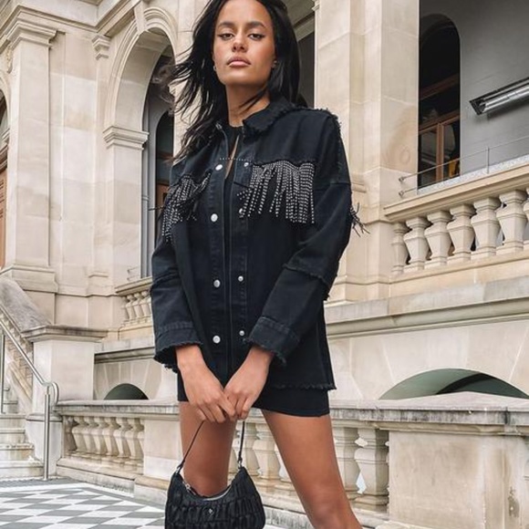 Denim Elvis Fringe Jacket Black 